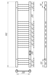 Полотенцесушитель электрический Laris Флавиа 73207653 правый П11 20x100см белый муар